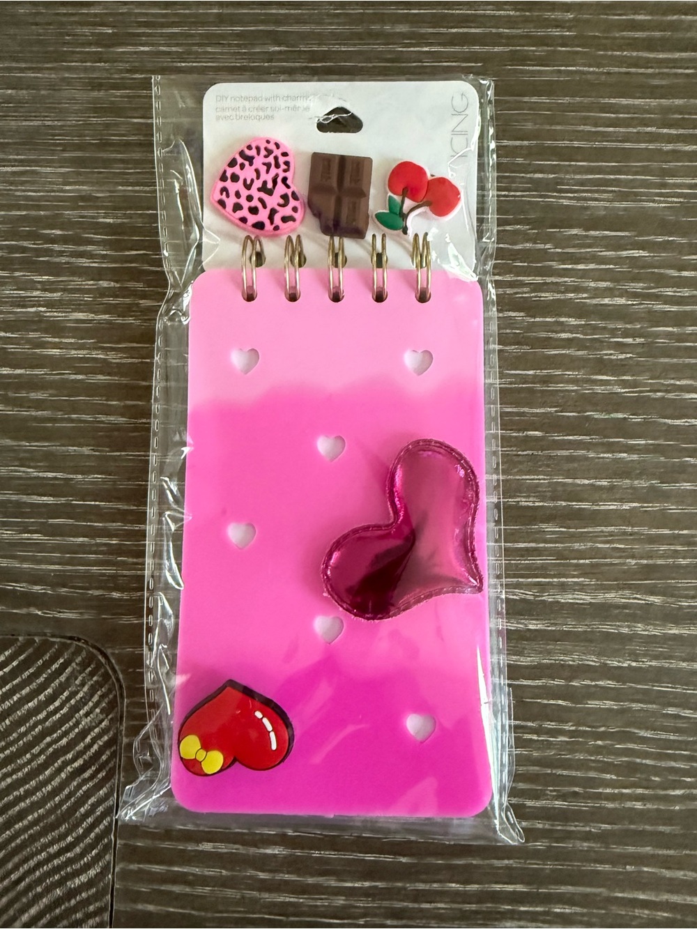 NWT Icing Pink Heart Spiral Mini Notebook with Decorative Charms